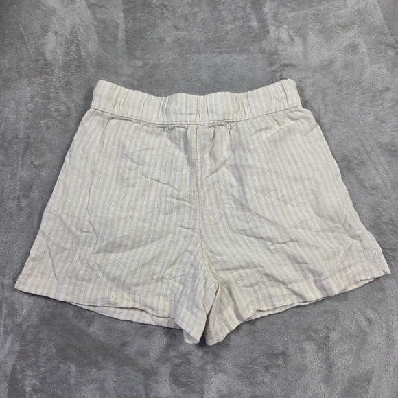 Time and Tru Women's Striped Linen Blend Drawstring Shorts Size S Beach Vacation - Picture 7 of 7